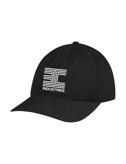 Garment Washed Unstructured Twill Black Cap w/3C Logo