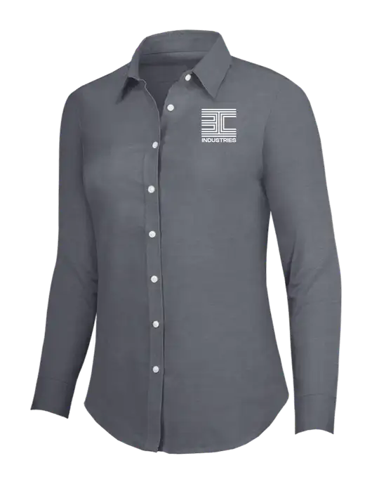 Dark Grey Womens SuperPro Oxford Shirt w/3C Logo