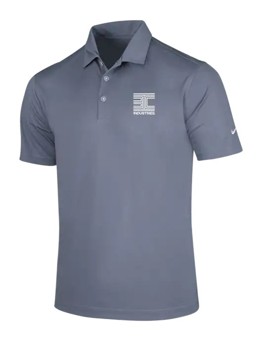 NIKE Medium Grey Dri-Fit Vertical Mesh Polo w/3C Logo