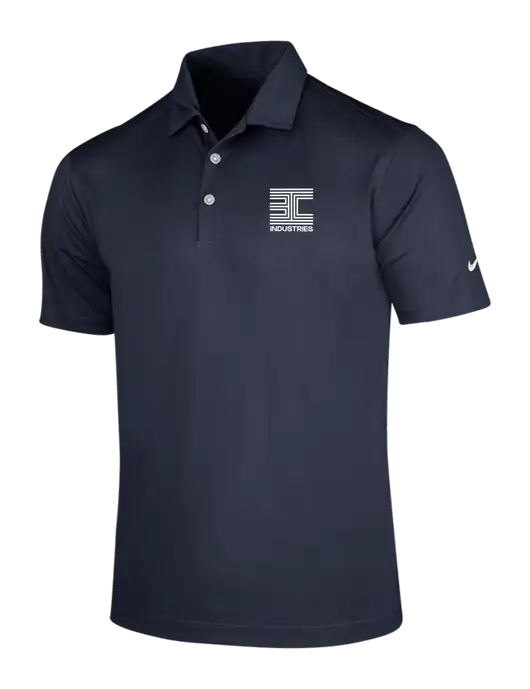 NIKE Dark Navy Dri-Fit Vertical Mesh Polo w/3C Logo