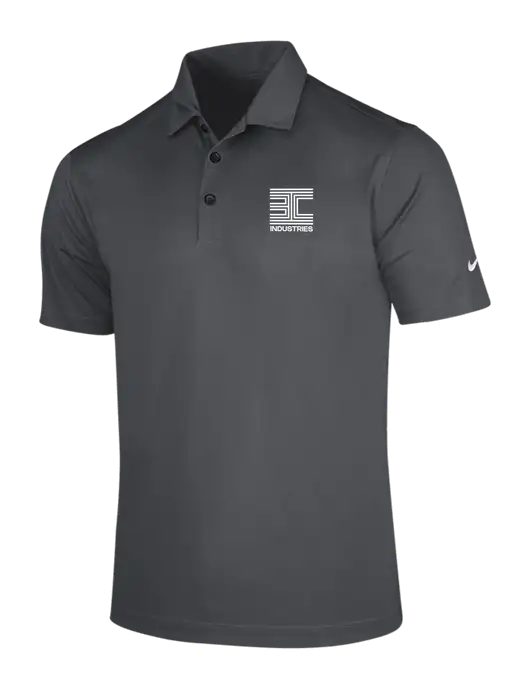 NIKE Dark Grey Dri-Fit Vertical Mesh Polo w/3C Logo