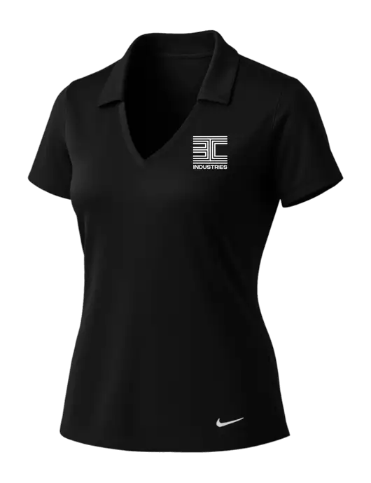 NIKE Black Womens Dri-Fit Vertical Mesh Polo w/3C Logo