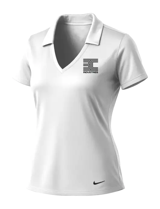 NIKE White Womens Dri-Fit Vertical Mesh Polo w/3C Logo