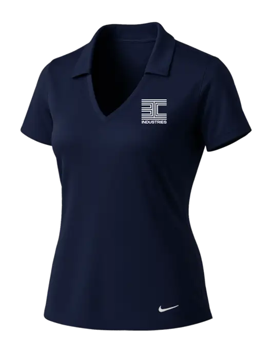 NIKE Dark Navy Womens Dri-Fit Vertical Mesh Polo w/3C Logo