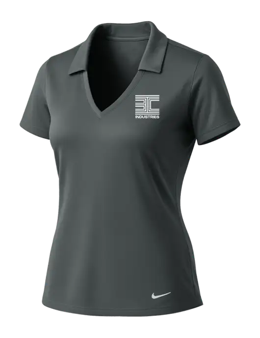 NIKE Dark Grey Womens Dri-Fit Vertical Mesh Polo w/3C Logo