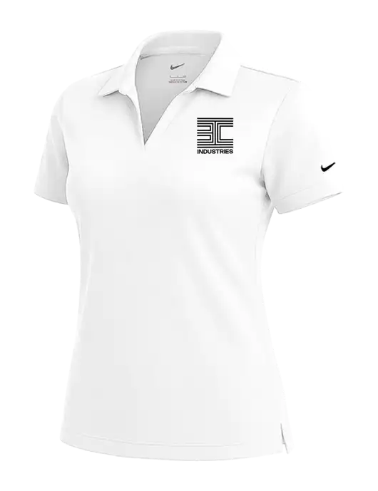 NIKE White Womens Dri-Fit Micro Pique Polo w/3C Logo