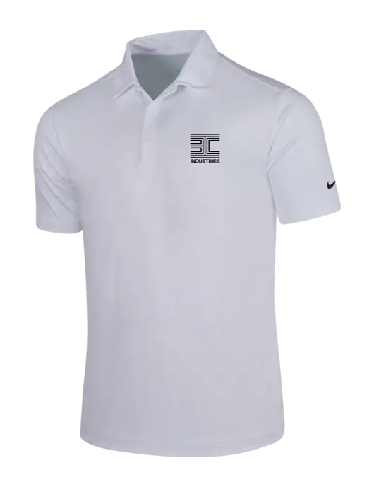 NIKE White Dri-Fit Vertical Mesh Polo w/3C Logo