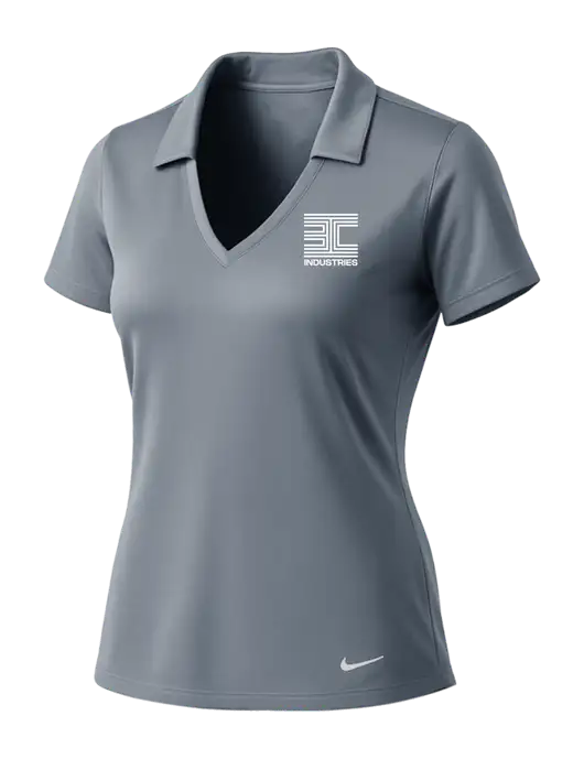 NIKE Medium Grey Womens Dri-Fit Vertical Mesh Polo w/3C Logo
