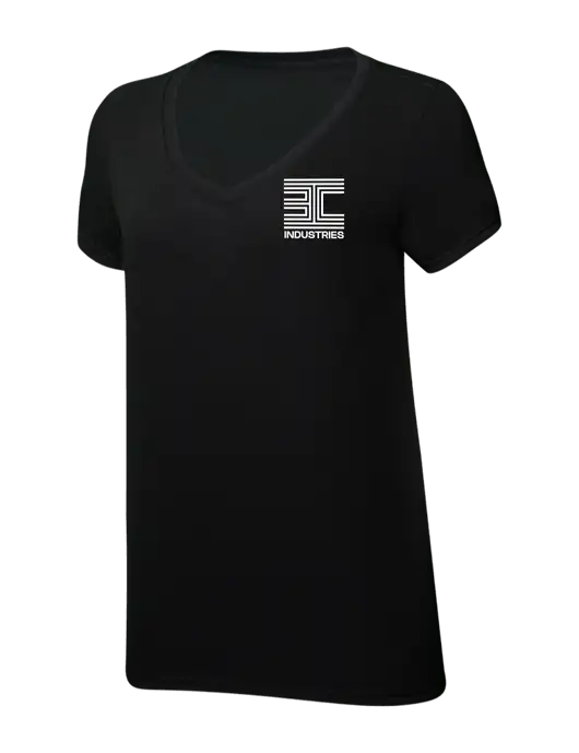 Womens Simply Soft V-Neck Black 4.5oz  Poly/Combed Ring Spun Cotton T-Shirt w/3C Logo