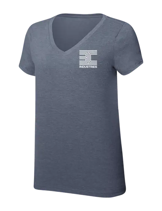 Womens Simply Soft V-Neck Navy Frost 4.5oz  Poly/Combed Ring Spun Cotton T-Shirt w/3C Logo