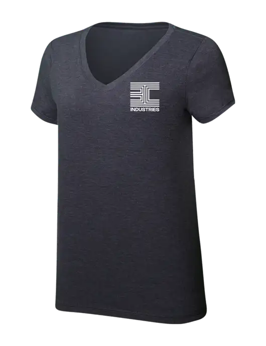 Womens Simply Soft V-Neck Heather Charcoal 4.5oz  Poly/Combed Ring Spun Cotton T-Shirt w/3C Logo
