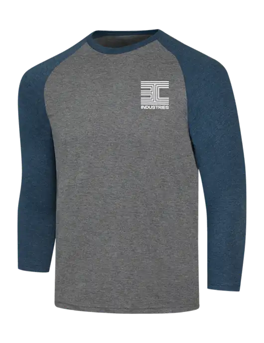 Simply Soft 3/4 Sleeve Navy Frost/Grey Frost Ring Spun Cotton T-Shirt w/3C Logo