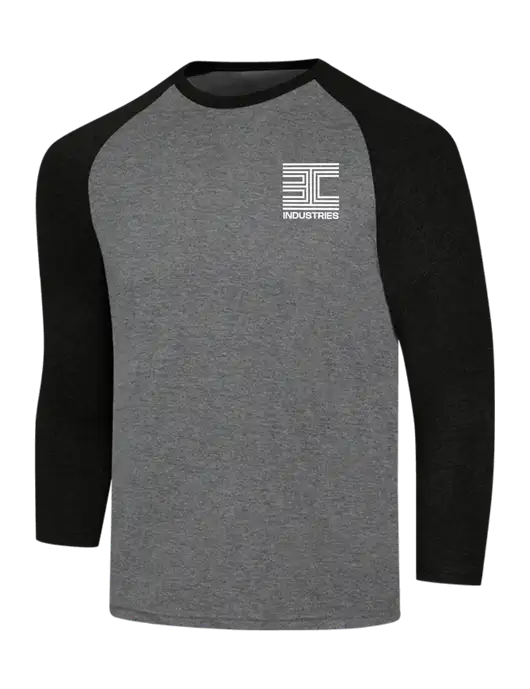 Simply Soft 3/4 Sleeve Black Frost/Grey Frost Ring Spun Cotton T-Shirt w/3C Logo