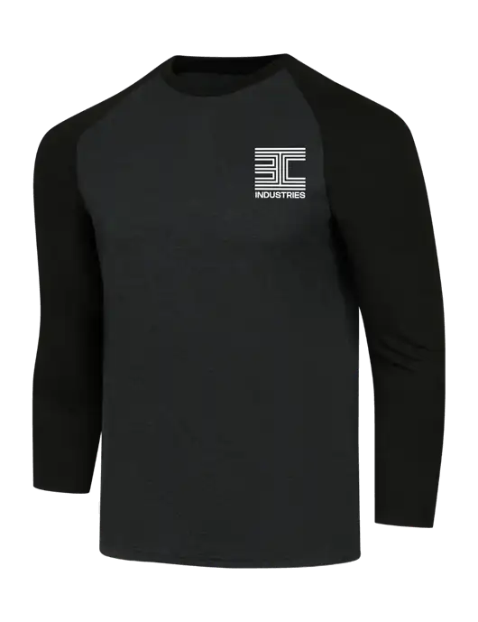 Simply Soft 3/4 Sleeve Black/Black Frost Ring Spun Cotton T-Shirt w/3C Logo