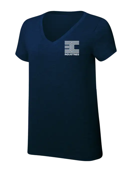 Womens Simply Soft V-Neck New Navy 4.5oz  Poly/Combed Ring Spun Cotton T-Shirt w/3C Logo