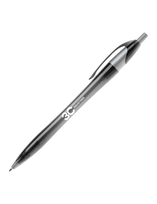 Novella Translucent Black/Silver Jewel Pen - Blue Ink w/3CI Industries Logo