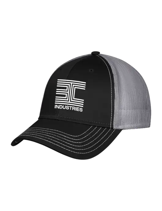 Black/Medium Dark Grey Mesh Trucker Cap Snap Back w/3C Logo