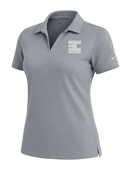 NIKE Medium Grey Womens Dri-Fit Micro Pique Polo w/3C Logo