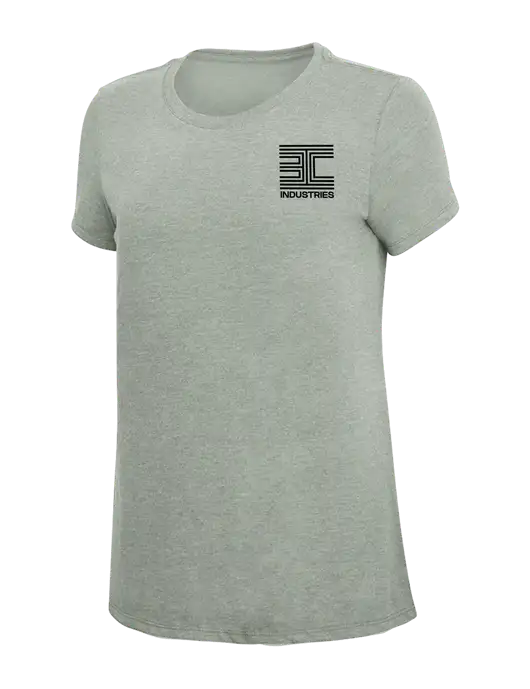 Womens Simply Soft Heathered Light Grey 4.5oz Poly/Combed Ring Spun Cotton T-Shirt w/3C Logo