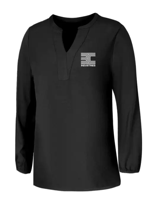 Mercer+Mettle Womens Deep Black Stretch Crepe 3/4 Sleeve Blouse w/3C Logo