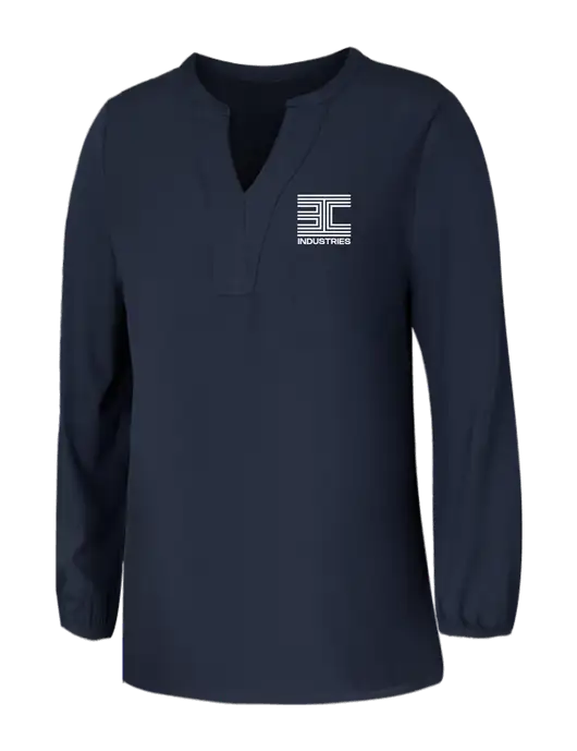 Mercer+Mettle Womens Navy Stretch Crepe 3/4 Sleeve Blouse w/3C Logo
