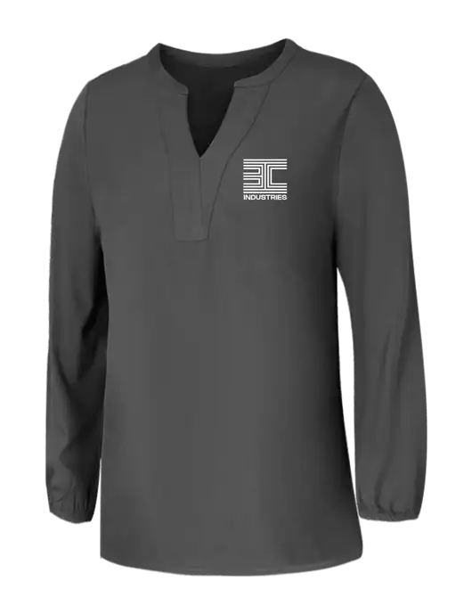 Mercer+Mettle Womens Dark Grey Stretch Crepe 3/4 Sleeve Blouse w/3C Logo