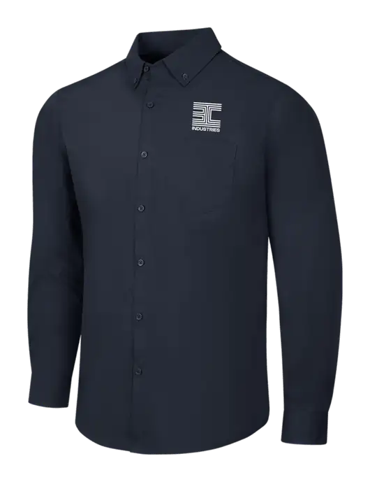 Navy Long Sleeve Carefree Poplin Shirt w/3C Logo