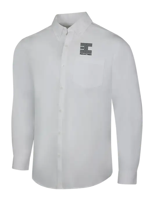 White Long Sleeve Carefree Poplin Shirt w/3C Logo