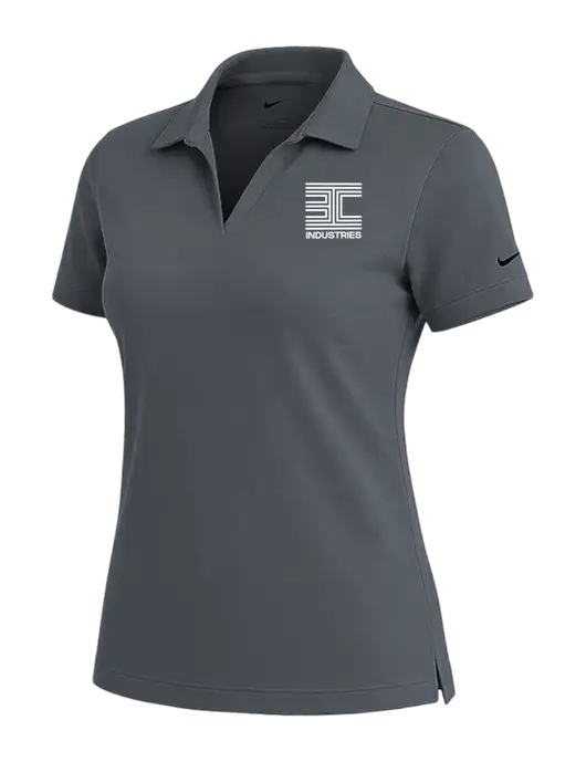 NIKE Dark Grey Womens Dri-Fit Micro Pique Polo w/3C Logo