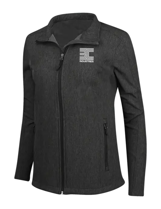 Black Charcoal Heather Womens Core Soft Shell Jacket w/3C Logo