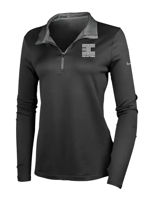 NIKE Black/Dark Grey Womens Dry-Fit Stretch 1/2 Zip Cover-Up w/3C Logo