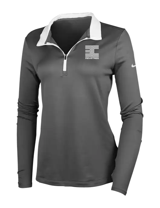 NIKE Dark Grey/White Womens Dry-Fit Stretch 1/2 Zip Cover-Up w/3C Logo