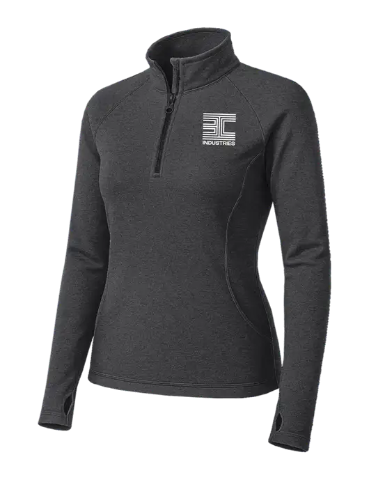 Dark Grey Heather Womens Sport Wick Stretch 1/4 Zip Pullover w/3C Logo
