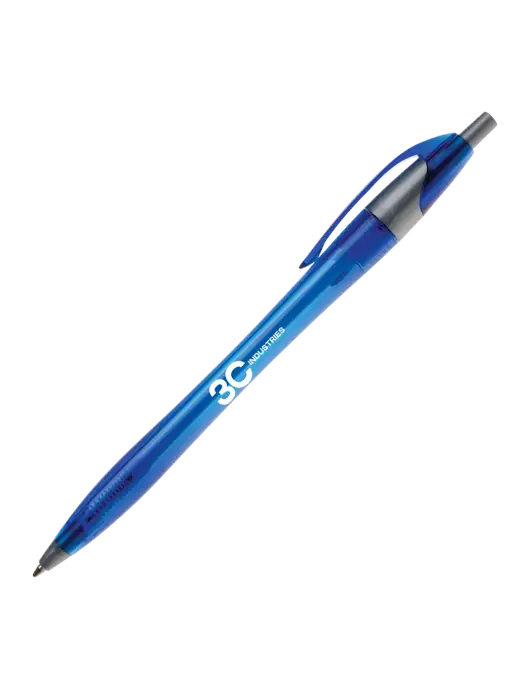 Novella Translucent Blue/Silver Jewel Pen - Blue Ink w/3CI Industries Logo