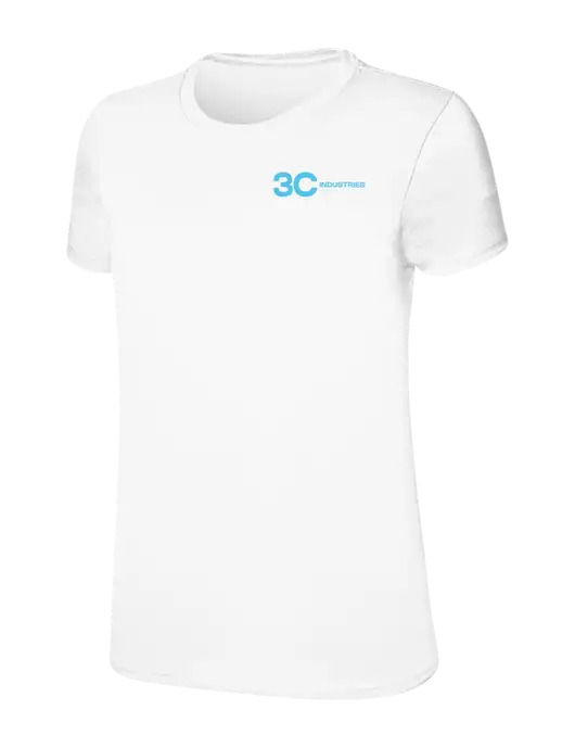 Womens Ring Spun White 4.5 oz T-Shirt w/3C Industries Logo