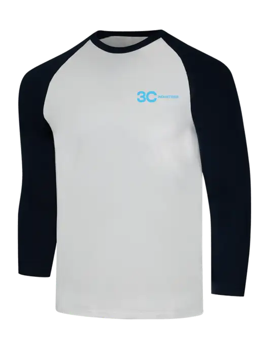 Simply Soft 3/4 Sleeve Black/White Ring Spun Cotton T-Shirt w/3C Industries Logo