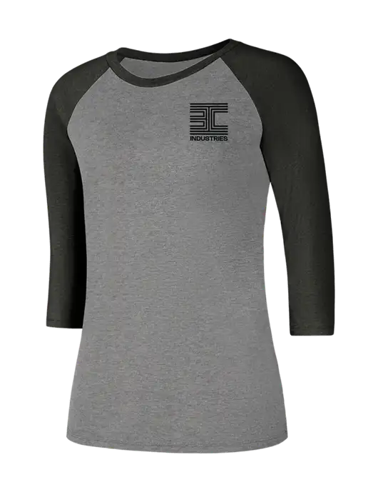 Womens Simply Soft 3/4 Sleeve Black Frost/Grey Frost Ring Spun Cotton T-Shirt w/3C Logo