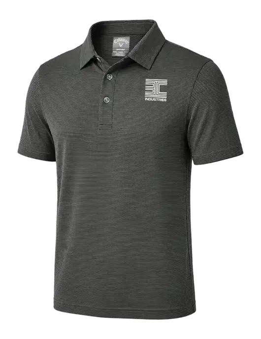 Callaway Black Fine Line Stripe Polo w/3C Logo