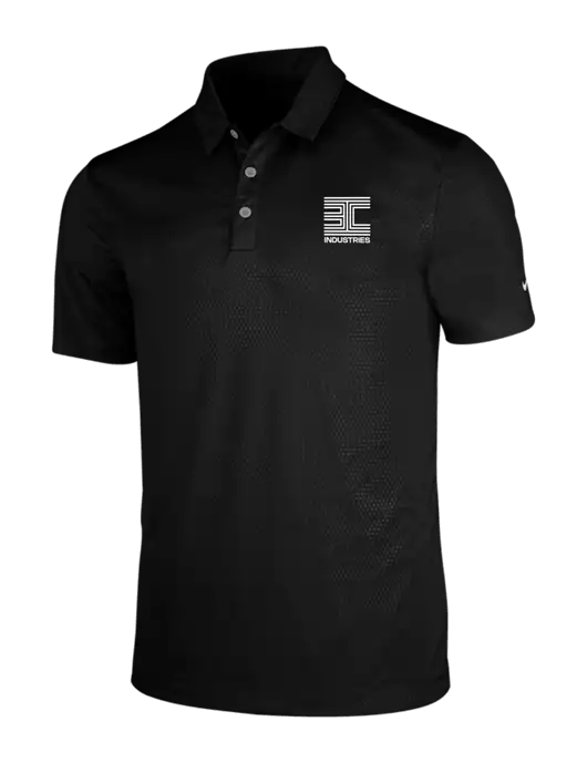 NIKE Black Dri-Fit Embossed Tri-Blade Polo w/3C Logo